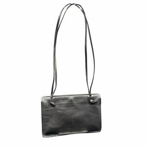Ganson Black Leather Shoulder Bag Vintage Minimalist As-Is Interior Wear